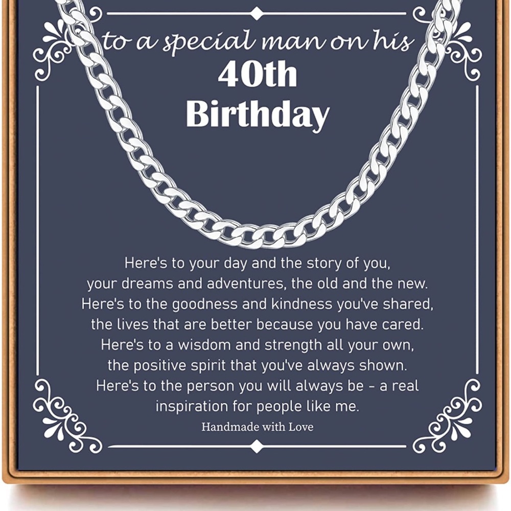 To a special man 40th Birthday Gifts, Silver Chunky Link Chain Necklaces Jewelry